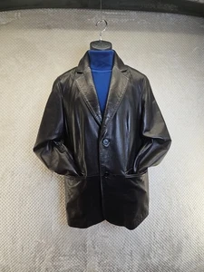 PELLE STUDIO VTG Men's Soft Black Leather Sport Coat 2 Button Sz M Excellent EUC - Picture 1 of 21