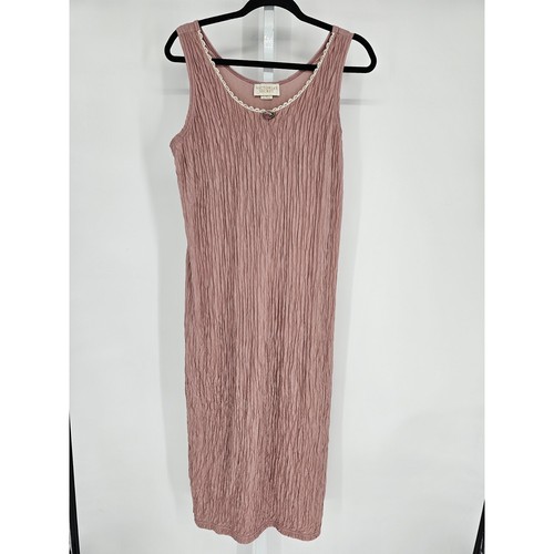 UNDERCOVER Camicia da notte vintage Victoria's Secret donna rosa senza maniche crimpatura maxi abito taglia M