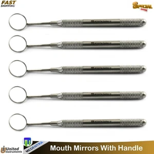 5 Pcs Mouth Mirror #5 Mouth Inspection Retraction Front Surface Hollow Handle - Picture 1 of 3