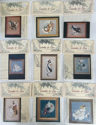 Lot Of 9 Lavender & Lace Victorian Designs Cross Stitch Patterns Charts Angels - Image 1 of 4
