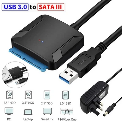 SATA to USB 3.0 Adapter 2.5 3.5 inch Festplatte Line Konverter SDD HDD PC Kabel - Bild 1 von 4