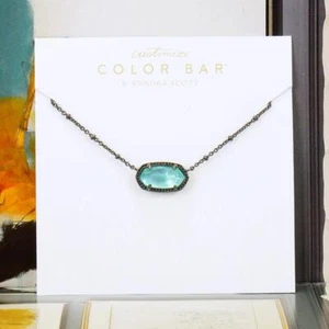 NWOT Kendra Scott Elisa Satellite Light Blue Illusion Necklace Gunmetal Tone - Picture 1 of 5
