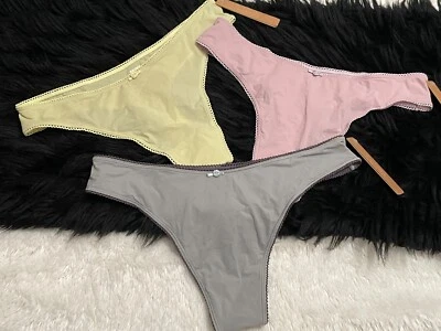 Lote de calcinha fio dental L Skims conjunto macio serve para todos orquídea sálvia Pacific Picot pacote com 3 - Imagem 1 de 4