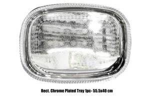 Large Chrome Plated Rec Serving Tray Platter Cake, Drinks,sweets,gift 55x40cm - Picture 1 of 4