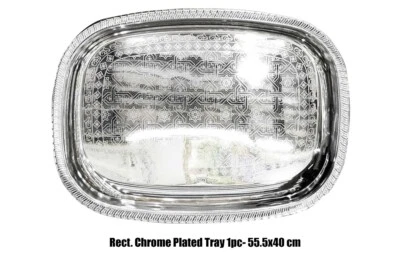 Large Chrome Plated  Rec Serving Tray  Cake, Drinks,sweets,gifts Heavy 55x40 CM. - Image 1 of 4