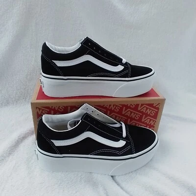 Zapatilla deportiva para mujer talla 5 (3,5 M) Vans Old Skool Stac gamuza/lona negra/blanca verdadera Foto 1 de 4