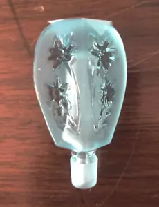 Vintage Czech? Perfume Bottle Light Blue Glass Stopper Only, Flowers 2 1/2" long - Picture 1 of 11