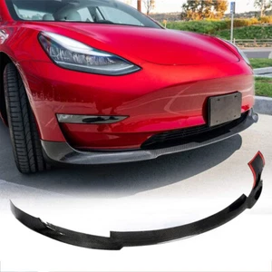 For Tesla Model 3 Sedan 2016-2023 Real Carbon Front Bumper Lip Spoiler Splitters - Picture 1 of 12