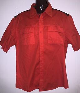 Men’s Red SEAN JOHN Short Sleeve Button Front Casual Shirt ~ Size XL