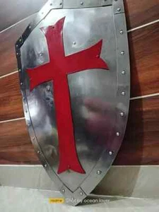 28'' Functional Templar Medieval Knight shield Red Cross Warrior Shield gift - Picture 1 of 5
