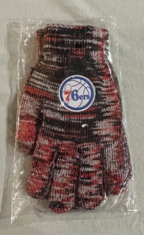 Philadelphia 76ers Red Black Warm Soft Cotton Winter Gloves - Adult - NBA Cover