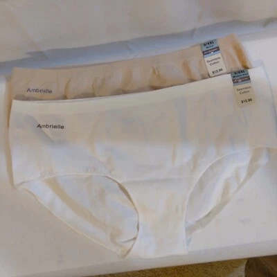 NEW - 2 pc Lot. Ladies White & Nude Underwear. Size 9. Ambrielle - Image 1 of 2