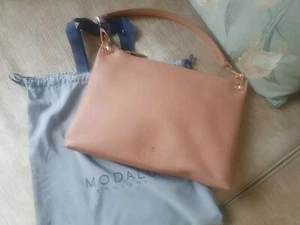 Modalu London Light Pink Nude Leather Gold Hardware Shoulder Tote Handbag Hobo - Picture 1 of 11