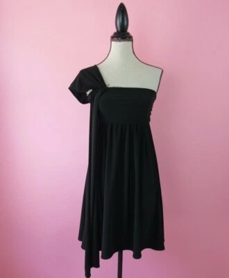 Talla: XS ARDEN B Vestido Negro Un Hombro Imperio Cintura Por encima de la rodilla Mujeres Foto 1 de 4