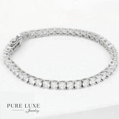 Brazalete de piedra de eslabones circonitas circonitas plateadas de acero inoxidable de 7,5" para mujer*CAJA Foto 1 de 4