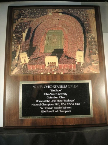 Ohio State football stadium photo & plaque with info. Buckeyes OSU Cover
