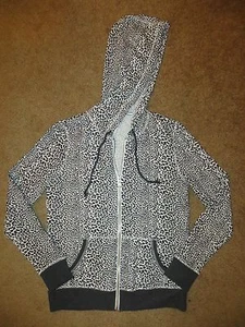 VICTORIA'S SECRET SUPERMODEL ESSENTIALS GRAY BLACK LEOPARD CHEETAH HOODIE XS S M - Picture 1 of 4