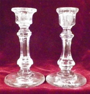 2 Toy Candlesticks Westmoreland 1005 Elegant Pressed Glass Ribbed Vintage - Picture 1 of 5