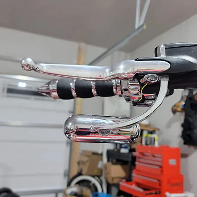 铬合金摩托车迷你椭圆形后视镜适用于哈雷街滑翔路王 — 第 1/4 张图片