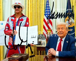 DONALD TRUMP & Kid Rock OVAL OFFICE AUTOGRAPHED 8X10 PHOTO SIGNED RP REPRINT - Picture 1 of 1
