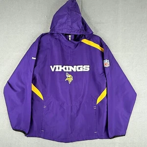 Minnesota Vikings Womens Hooded Windbreaker Jacket Large 12-14 Purple Reebok - Picture 1 of 10