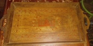 Antikes Serviertablett aus Nussnussbaum Taj Mahal - Bild 1 von 3