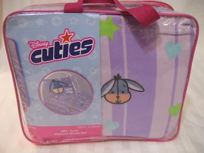 Disney Cuties 法兰绒 3 件 双人套装小熊维尼、小猪、Eeyore 复古 迪士尼 — 第 1/4 张图片