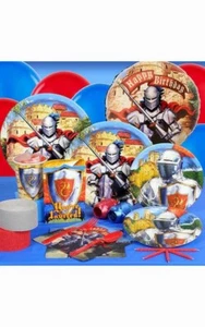 PAQUETE DE SUMINISTROS DE FIESTA DE CUMPLEAÑOS CABALLERO MEDIEVAL NIÑOS DECORACIONES GLOBOS PLATOS - Imagen 1 de 1