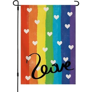 Pride Garden Flag Outdoor Vertical Double Sided LGBTQ Love Heart Rainbow Flag... - Picture 1 of 7