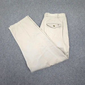 Vintage Tabs Pants Mens 33 Beige Chino Straight Pleated Zip Fly Logo Size 33x29 - Picture 1 of 10