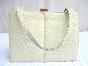 VTG 60'S..MONDAINE..MOD..BEIGE..FAUX SNAKESKIN..LEATHER..HANDBAG / PURSE - Picture 1 of 5