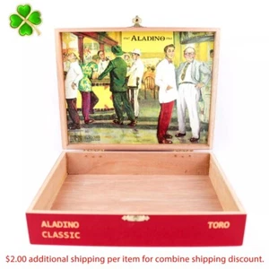 Caja de cigarros de madera vacía Aladino Toro Classic 50 x 6 8,25" x 6,5" x 2" - Imagen 1 de 12