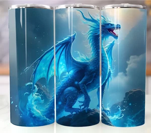 Blue Dragon 20oz Stainless Steel Tumbler Mythical Fantasy Design Travel Mug Gift - Picture 1 of 8