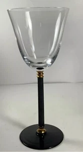 Vintage Sasaki Tucano schwarzer Stiel Gold Akzente Glas Wasserkelch *2 verfügbar* - Bild 1 von 1