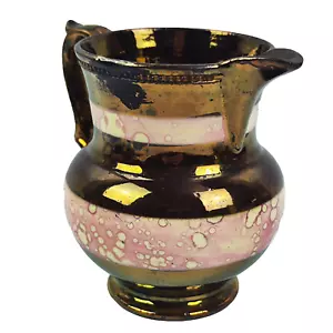 antica BROCCA LATTIERA ENGLAND IN SMALTO BRILLANTE “COPPER LUSTREWARE JERSEY” - Foto 1 di 5