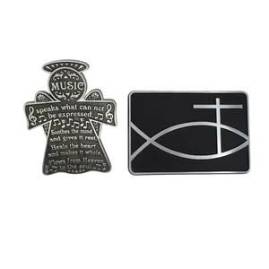 VTG Christian Jesus Fish Cross Cast Aluminum plaque 1964 & Music Speaks Angel - Picture 1 of 5