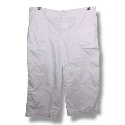 Talla 14 Chaps Blanco Pierna Ancha Capris Mezcla Algodón Elástico Clásico Neutro Costero Foto 1 de 4