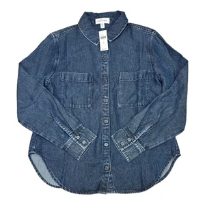 Anthropologie Cloth & Stone Damengröße XS Denim Button-Down-Hemd weich neu mit Etikett - Bild 1 von 14