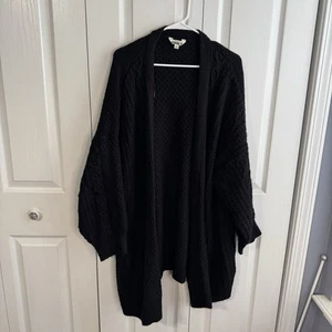 Terra & Sky Black Chunky Open Front Cardigan Women’s Size 3XL Boho - Picture 1 of 6