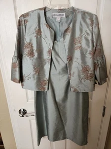 Jessica Howard Lined Blue Green Dress with Matching Jacket Sequins, Size 12 - Picture 1 of 9