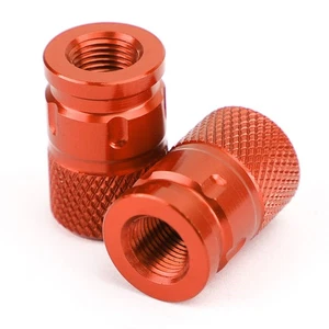 2x ANTIVOL CNC BOUCHONS DE VALVES DE ROUES ORANGE POUR MOTOS AUTOS CYCLOS VÉLO A - Picture 1 of 12