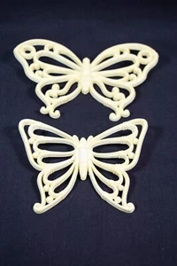 2 HOMCO 7537 Butterfly Wall Hangings Decor Off White Plastic Home Interiors1978 - Picture 1 of 2