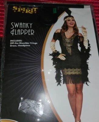 Nuevo Disfraz Tocado Vestido Swanky Flapper - Espíritu - Talla Adulto Grande 10-14  Foto 1 de 4