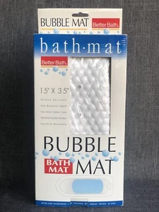 Bubble Mat Anti-Slip White Vinyl Bath Mat with Sure Grip Safety Cups 15"x35" NEW - Picture 1 of 1