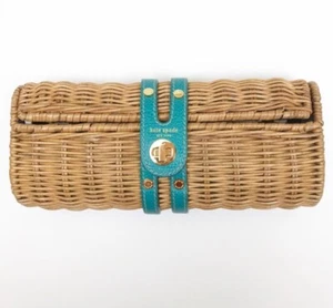 Kate Spade Tisbury Clutch Bambus & Lederbesatz Gold Hardware Türkis - Bild 1 von 9