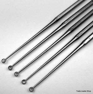 5er Set Buck Ear Curette Sharp Straight Size 3 Hno 6 5/16in Loop Otologie - Picture 1 of 4
