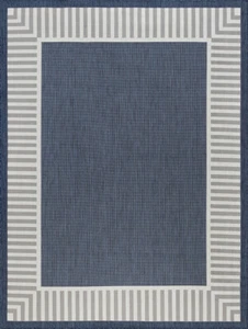 3x5 Blue Bordered Cotton Shaded Banded Rows ECO1105 - Aprx 3' 11'' x 5'3'' - Picture 1 of 2