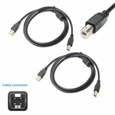 2x Printer Cable USB 2.0 Type A Male to B for HP Canon Dell Brother Epson Xerox - Image 1 of 4