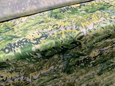 Sateen Single Jersey Fabric, Per Metre - Graffiti Print - Green - Image 1 of 3