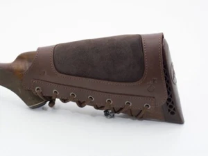 Stright Butt Stock Leather Cover Shotgun Ammo Shell Holder Cheek Rest Padded - Picture 1 of 2